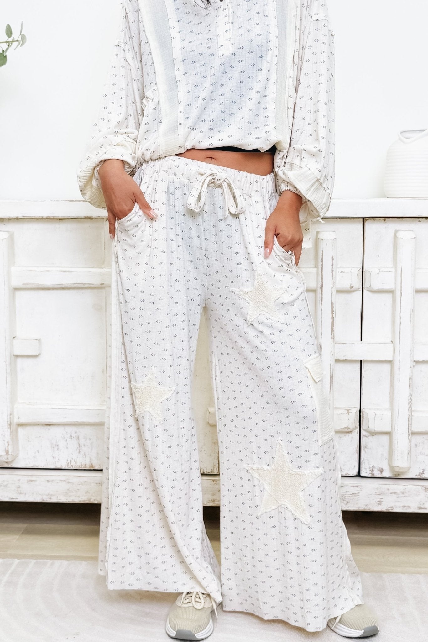Guiding Light Star Pants - Cream - By Alexa Rae
