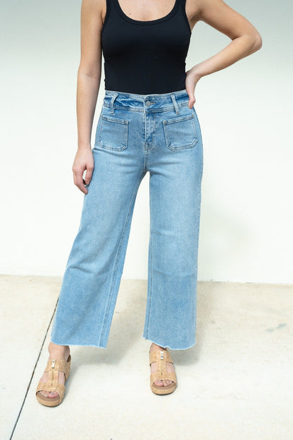 Mica Cropped Wide Leg Jeans - Light Wash