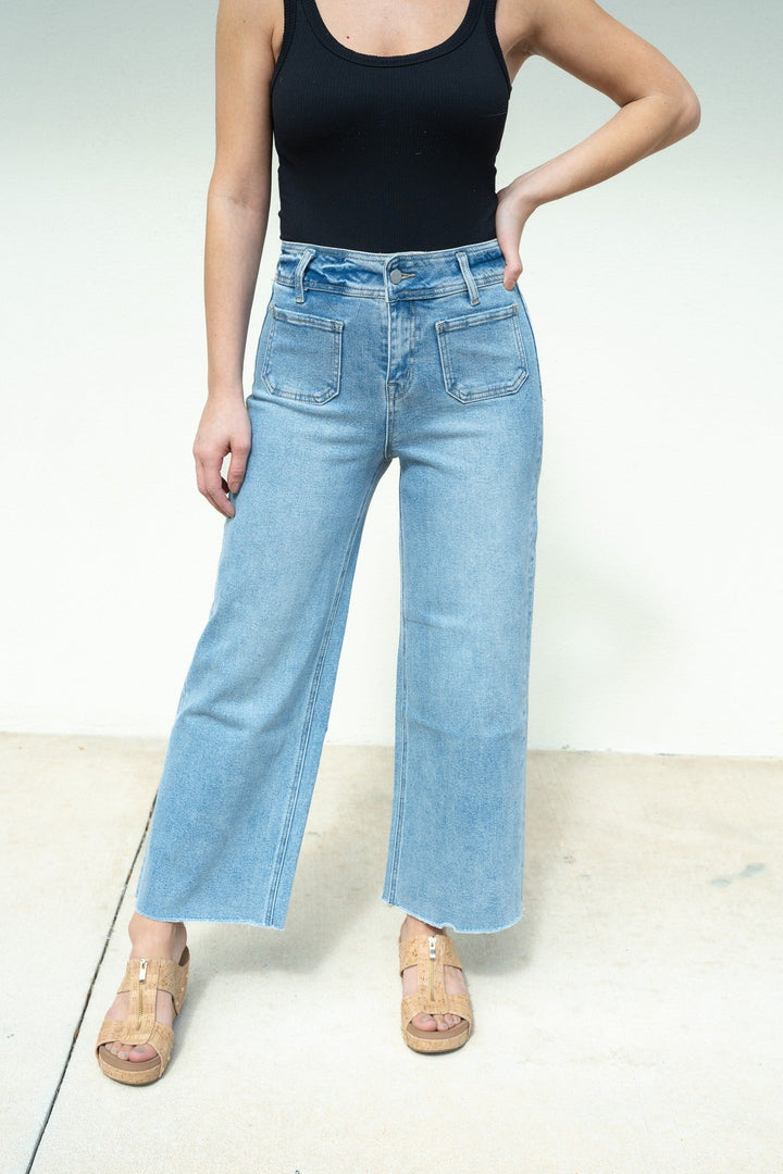 Mica Cropped Wide Leg Jeans - Light Wash
