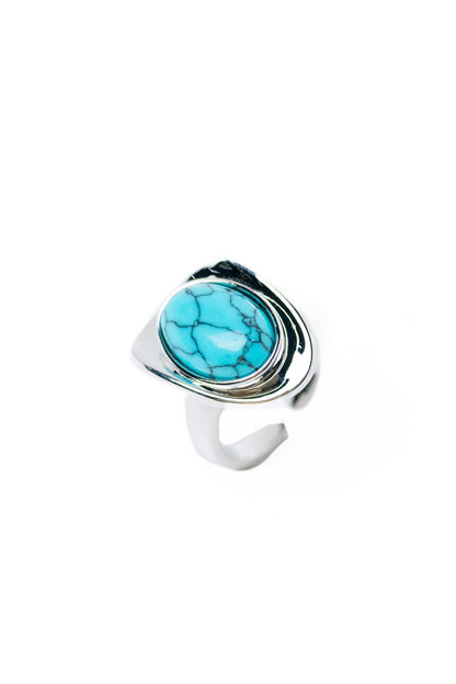 High Moon Ring - Silver Turquoise - By Alexa Rae