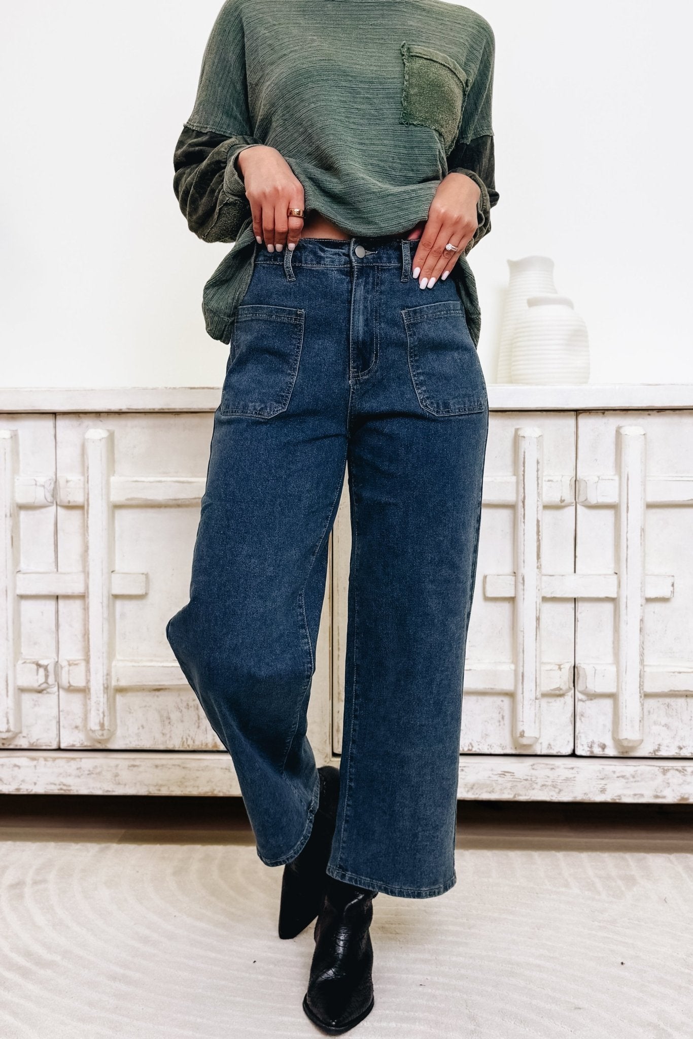 Honest & Up Front Pants - Medium Denim - By Alexa Rae