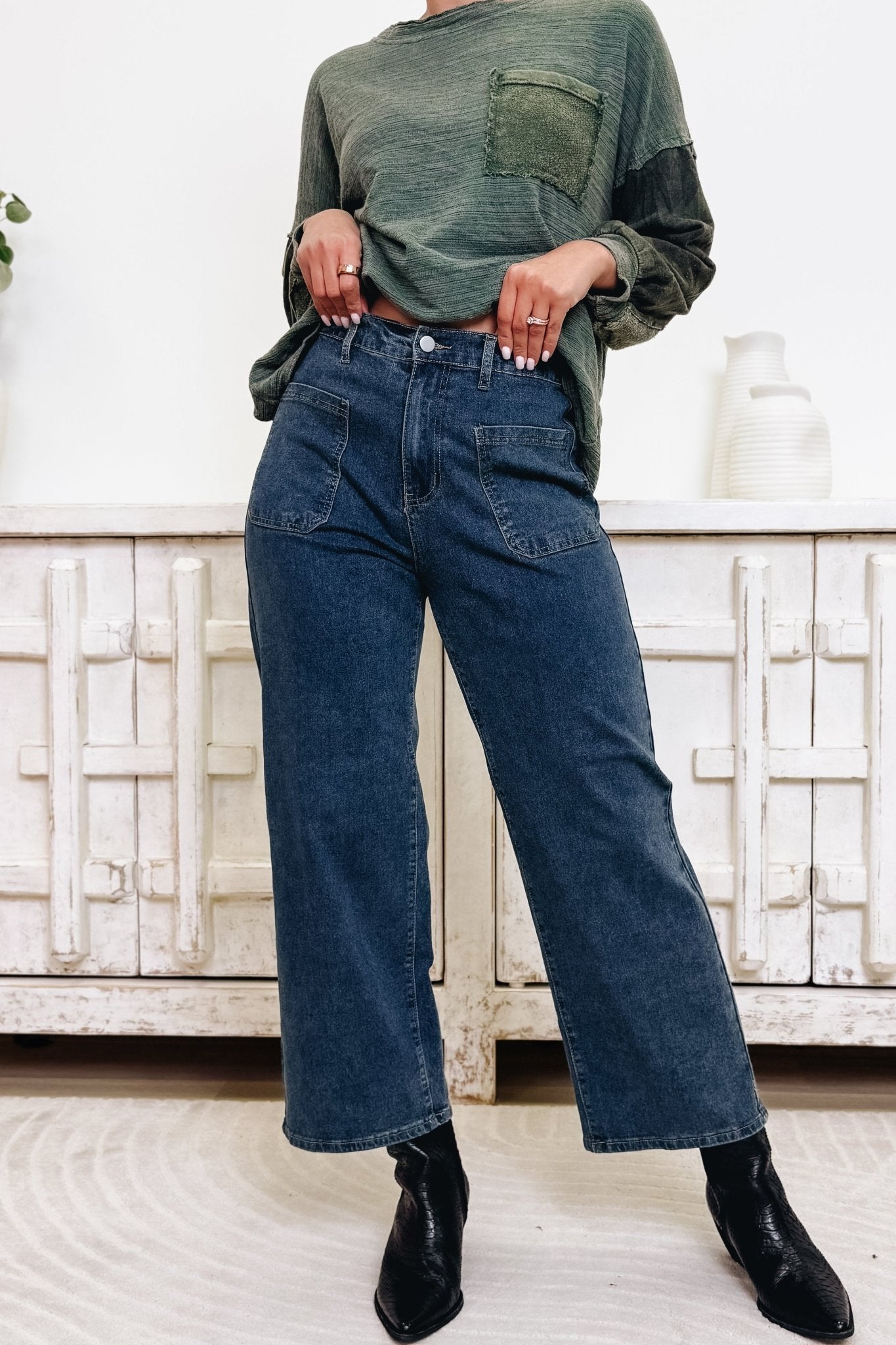 Honest & Up Front Pants - Medium Denim - By Alexa Rae