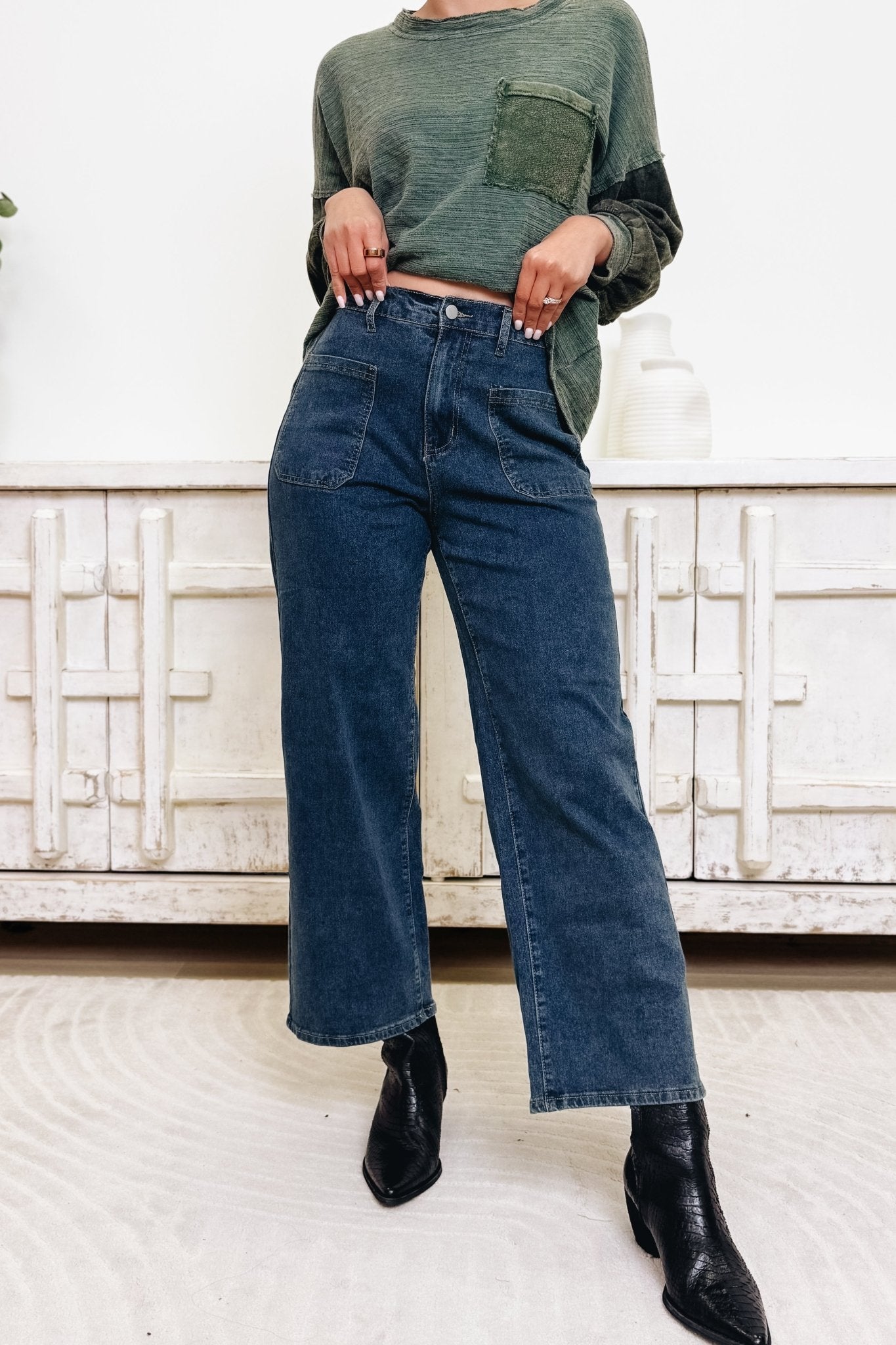 Honest & Up Front Pants - Medium Denim - By Alexa Rae