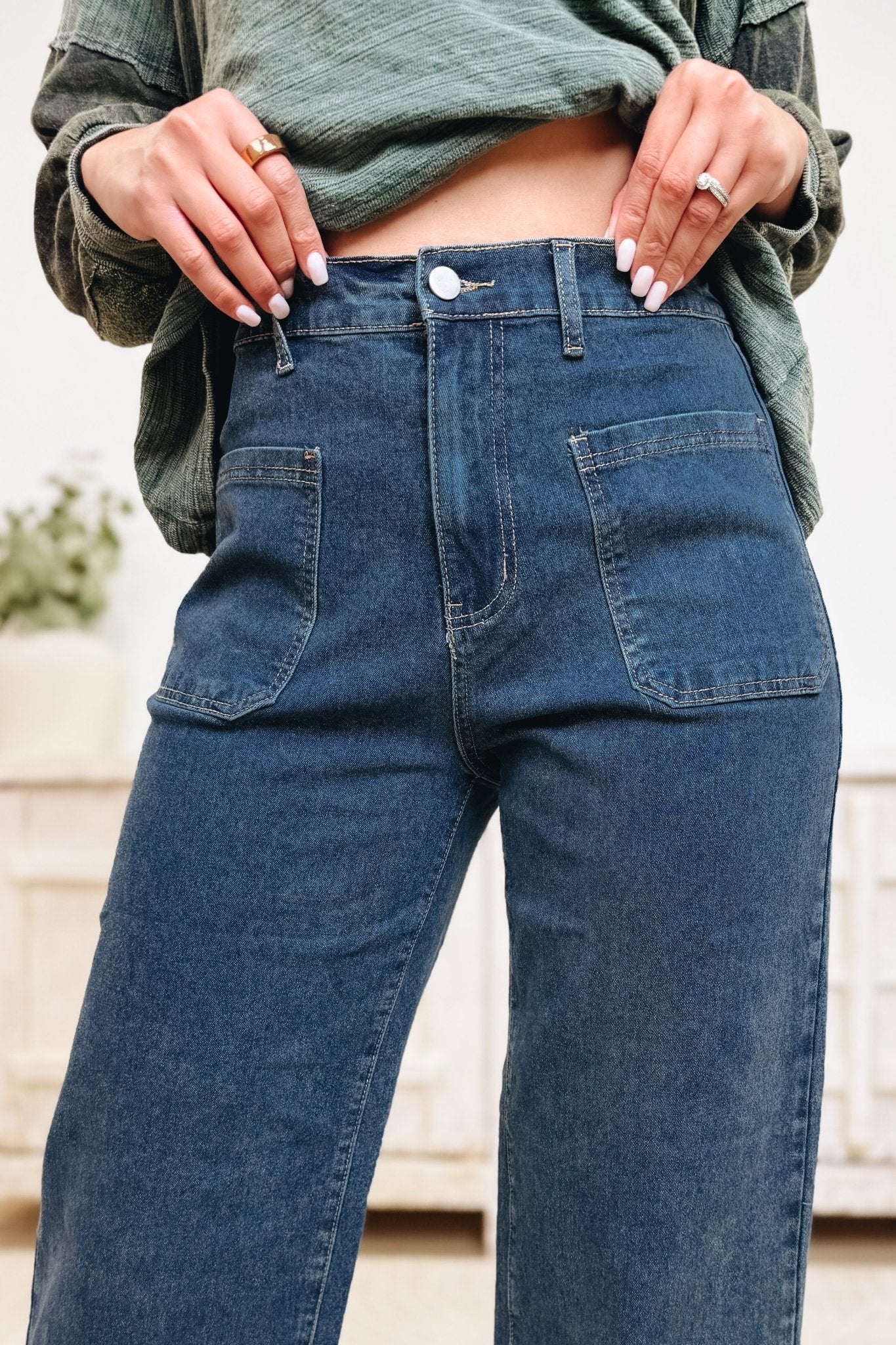 Honest & Up Front Pants - Medium Denim - By Alexa Rae