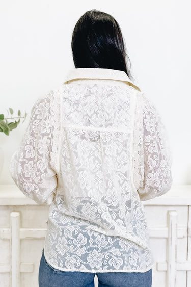 How Perfect Are You Button Down Lace Top - By Alexa Rae