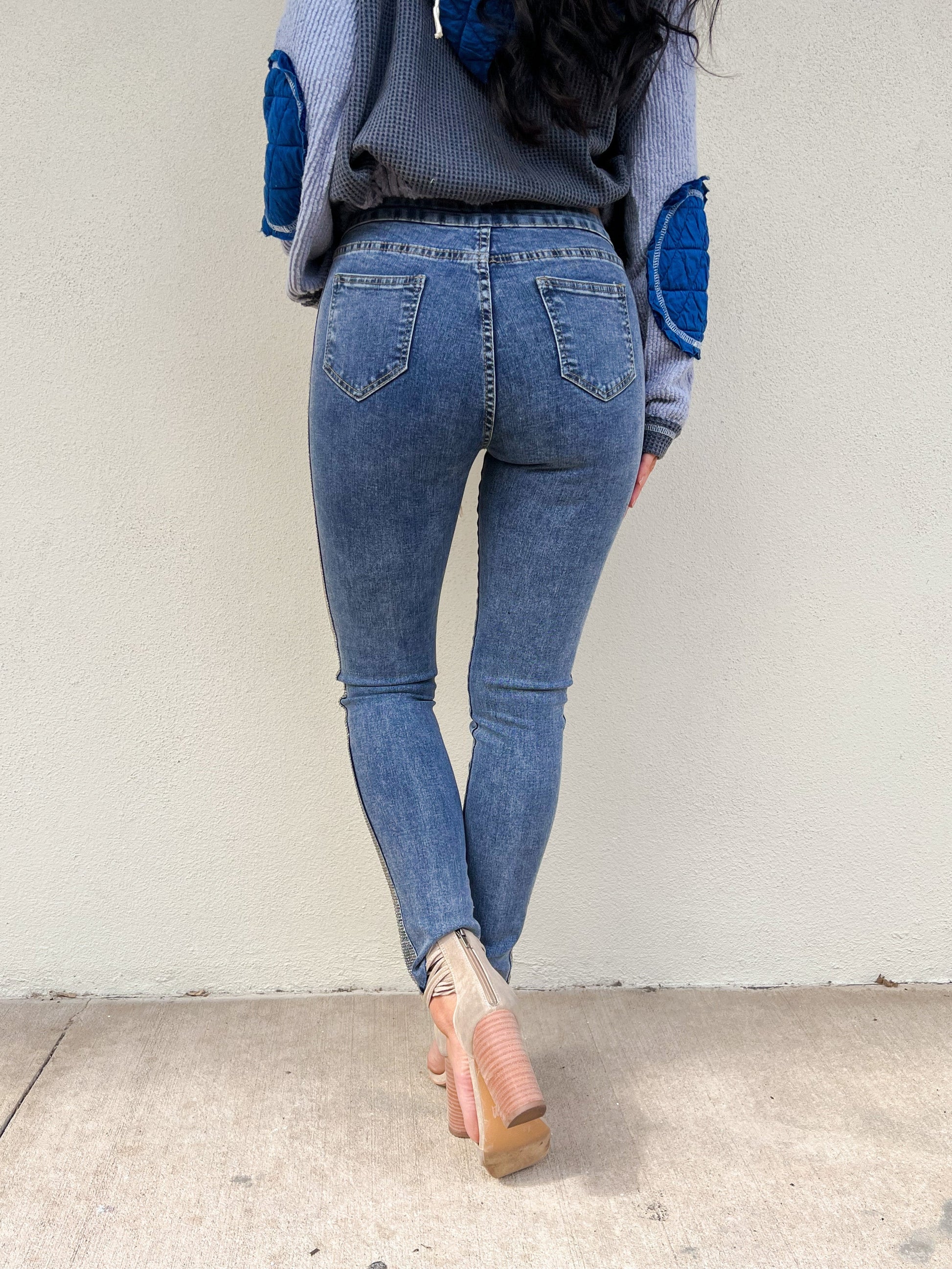 Blue B Embelishment Stretch Denim Jeans