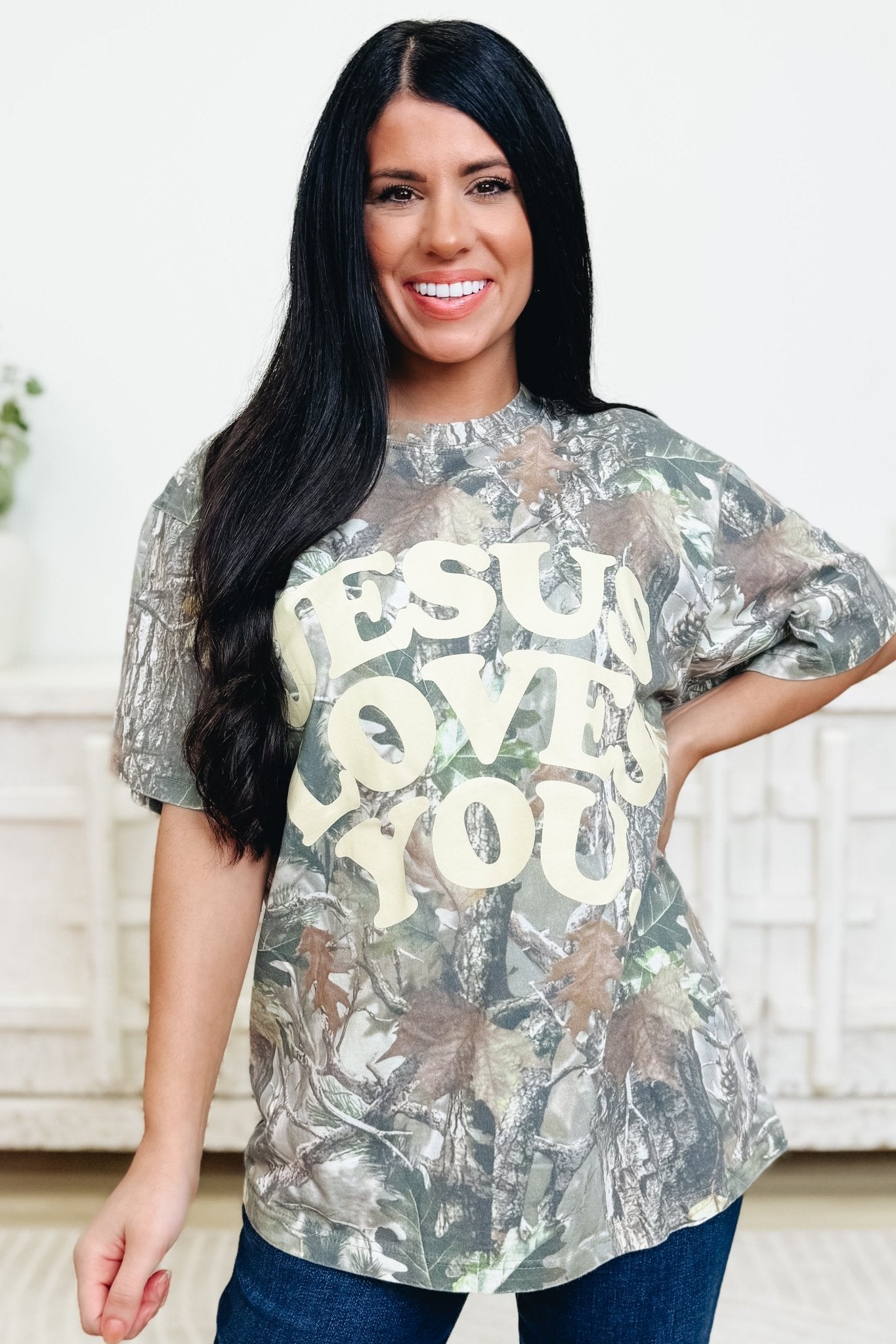 Jesus Loves You Camo Graphic Tee - By Alexa Rae