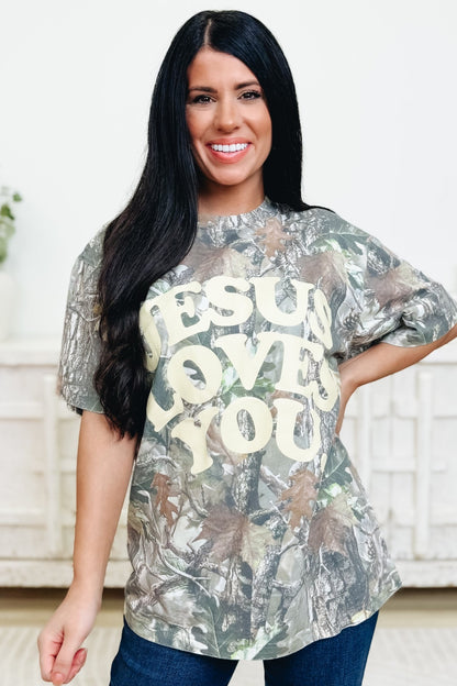 Jesus Loves You Camo Graphic Tee - By Alexa Rae