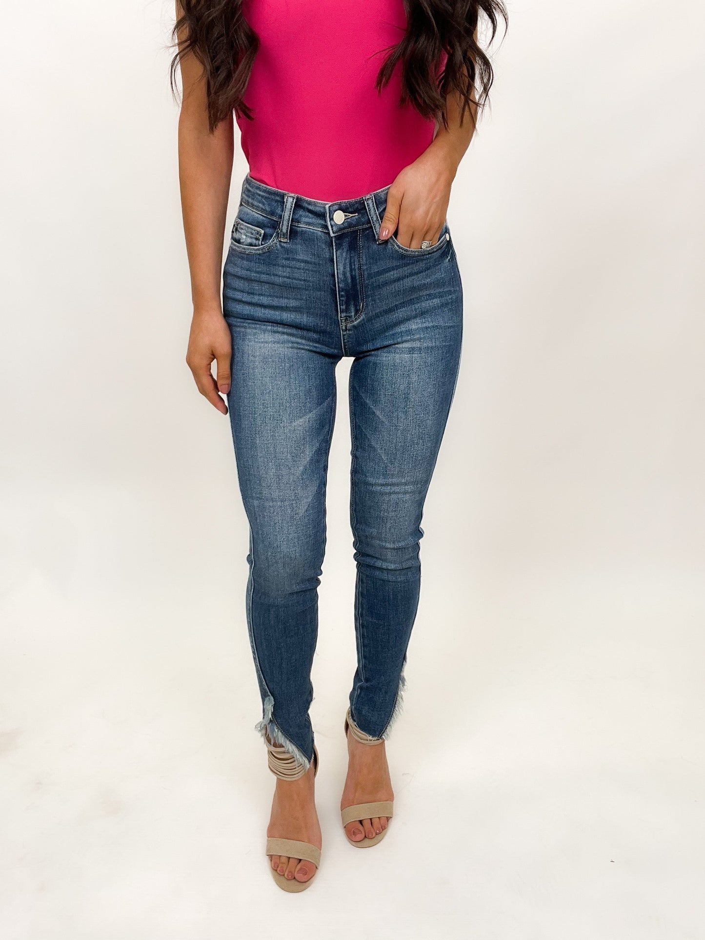 Judy Blue High Waist Hem Detailed Skinny Jeans