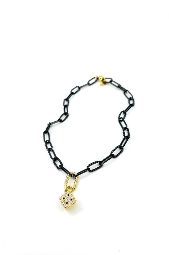 Vegas Baby Necklace - Gold Metallic Black