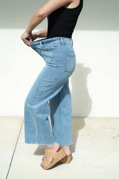 Mica Cropped Wide Leg Jeans - Light Wash