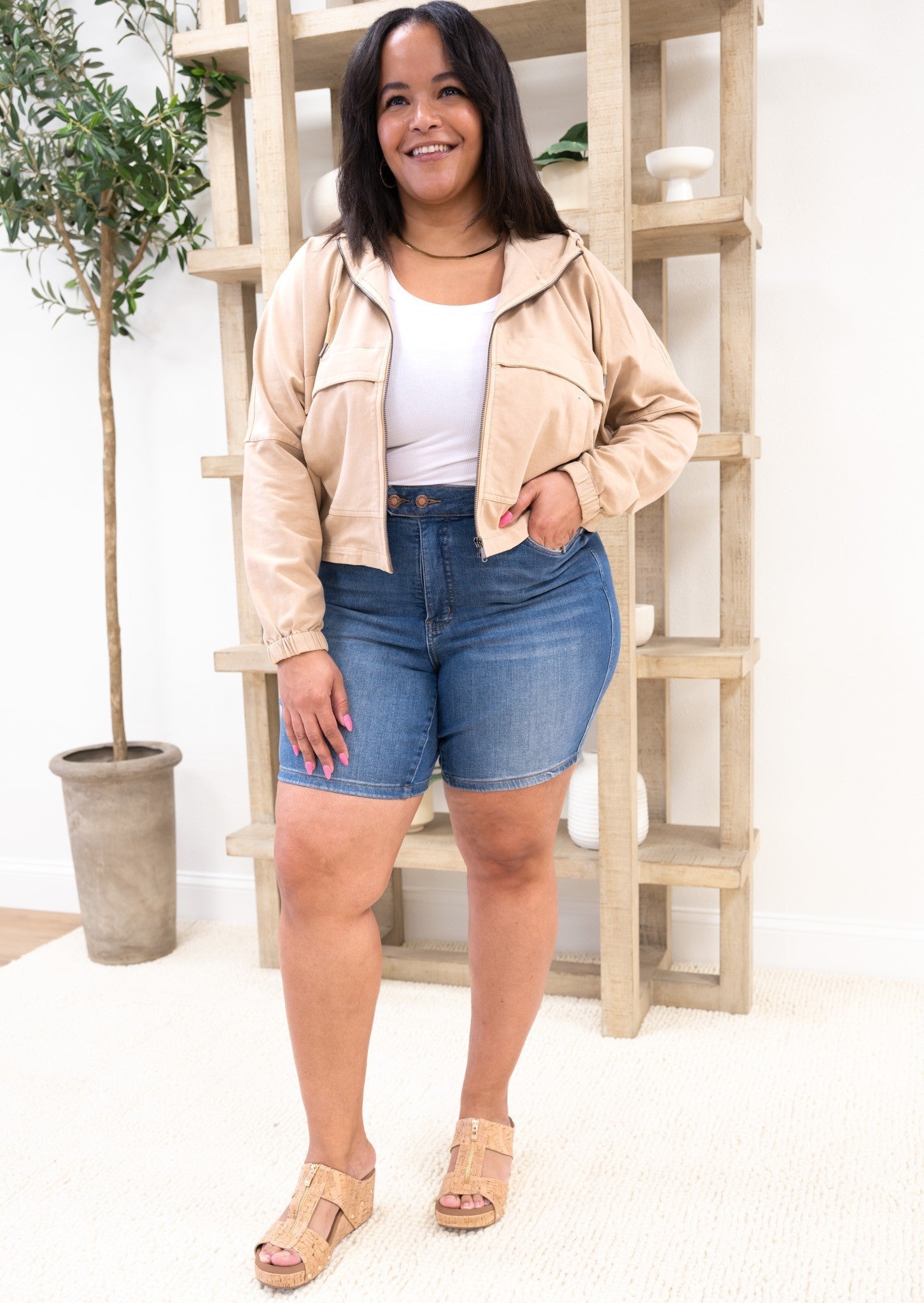 Judy Blue Double Dippin' High Rise Tummy Control Double Button Bermuda Shorts