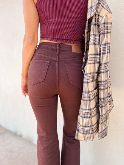 Judy Blue Tummy Control Flare Jeans - Espresso