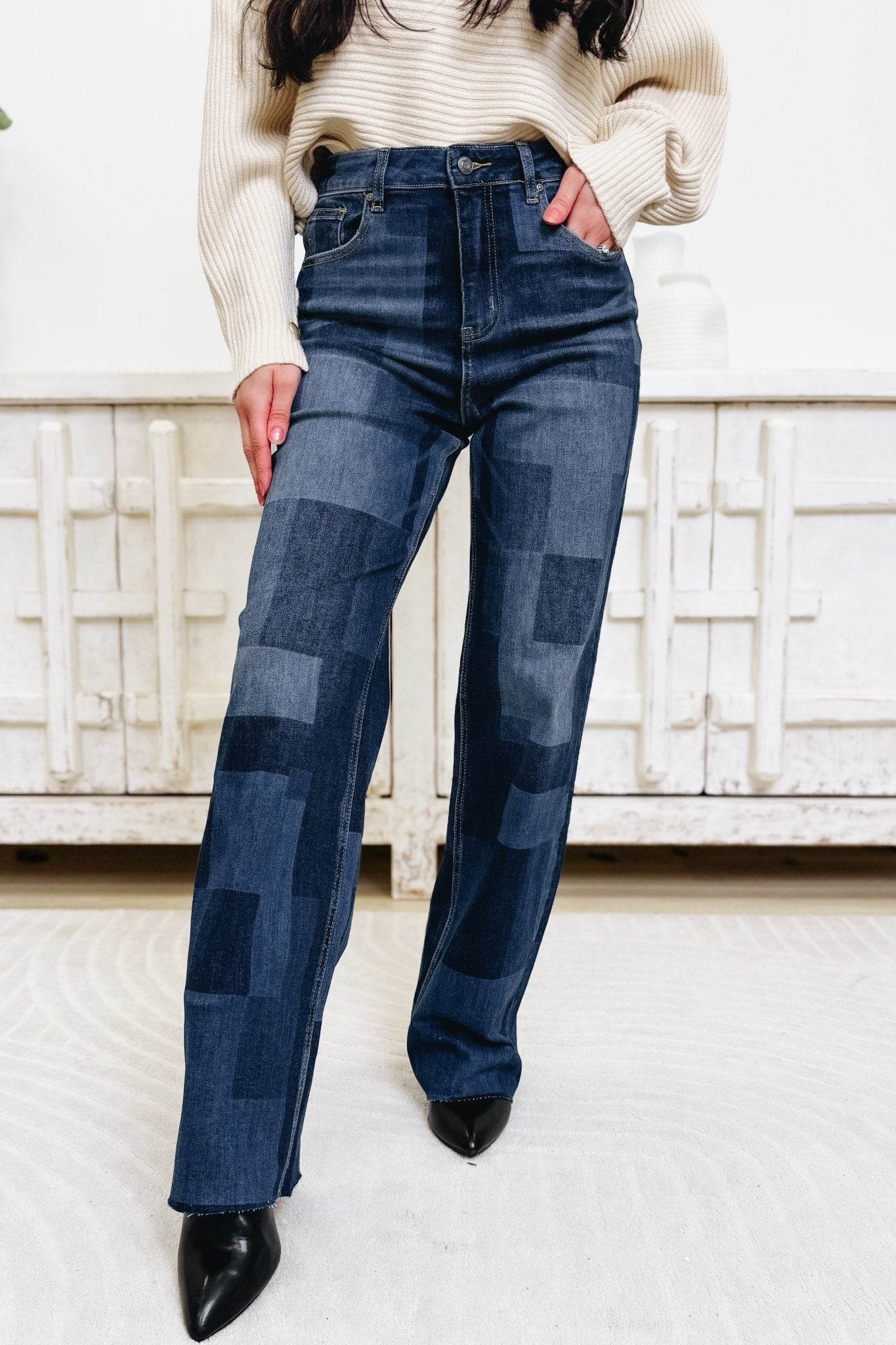 Laser Focused By Anniewear - High Rise Straight Jeans - Dark Denim - By Alexa Rae