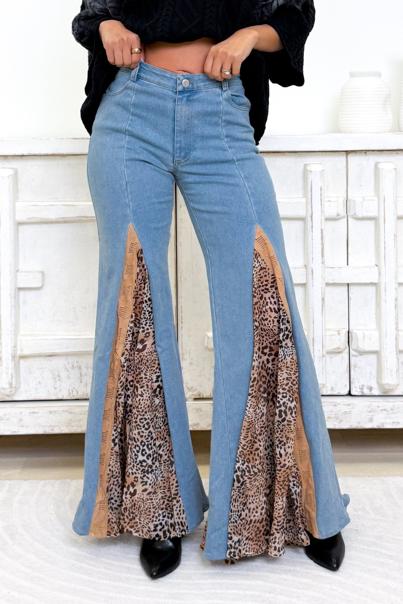 Legs For Days Leopard & Lace Flare Jeans - 2 Colors! - By Alexa Rae