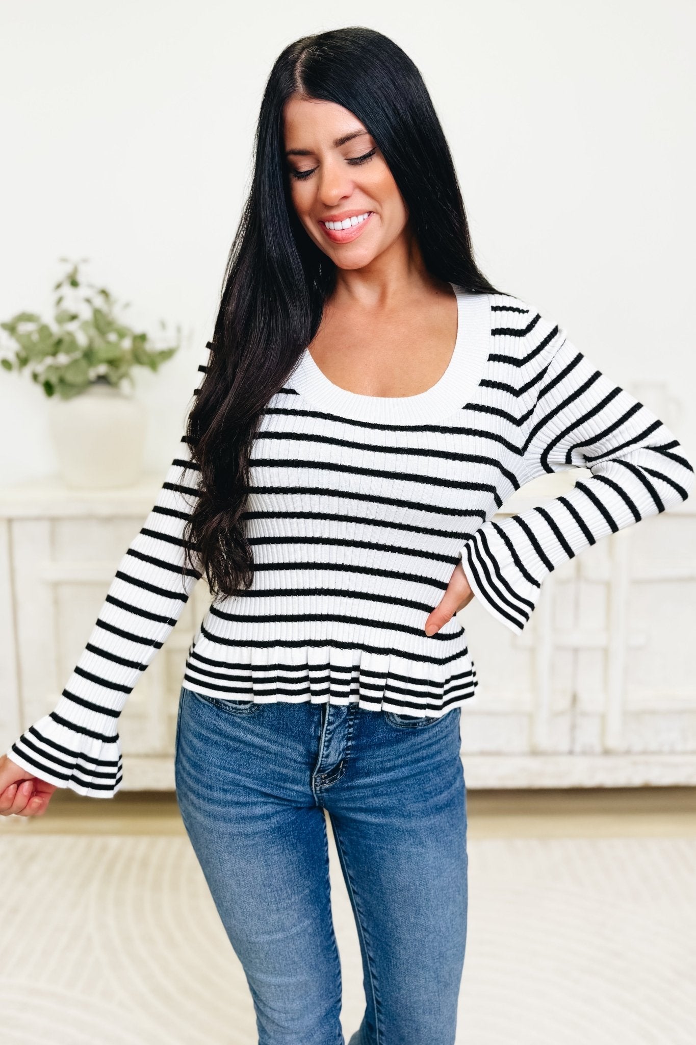 Little Flare Stripe Top - By Alexa Rae
