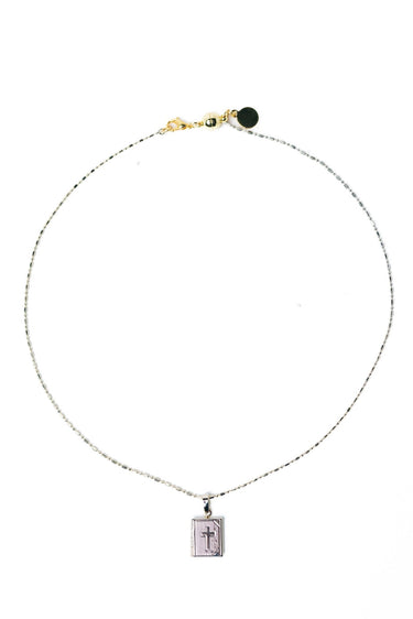 Locket Necklace - Metallic Linen - By Alexa Rae
