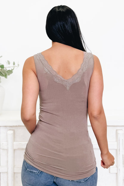 Love Like That Lace Trim V - Neck Tank - 4 Colors! - By Alexa Rae