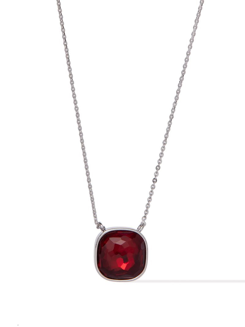 Crystal Glow Square Necklace - Berry Noel