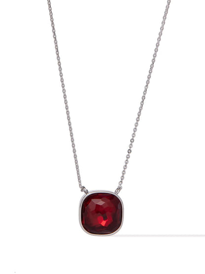 Crystal Glow Square Necklace - Berry Noel
