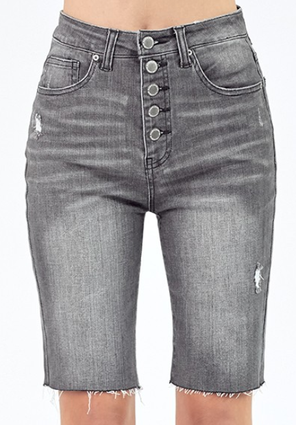 Risen High Rise Button Fly Bermuda Shorts