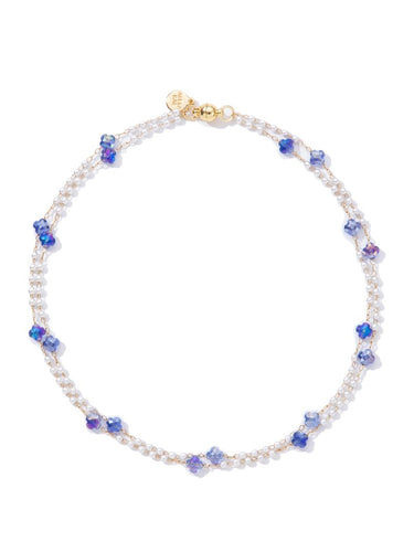 Liberty Lace Necklace - Gold Royal Blue