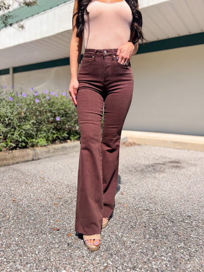 Judy Blue Tummy Control Flare Jeans - Espresso