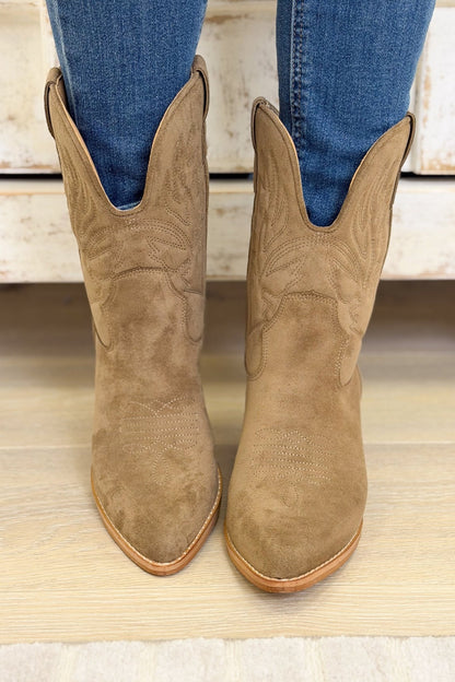 Nicole Western Mid Boots - Khaki - By Alexa Rae