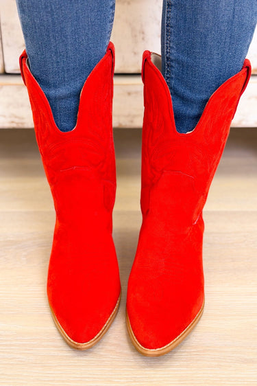 Nicole Western Mid Boots - Red - By Alexa Rae