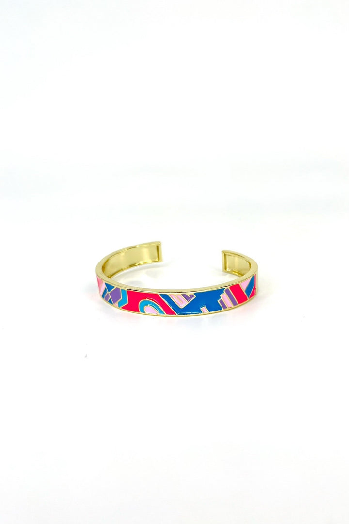 Graffiti Cuff - Gold Hot Pink Multi