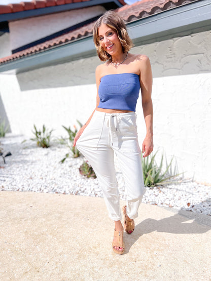 Judy Blue Icing On The Cake Cuffed Joggers - White
