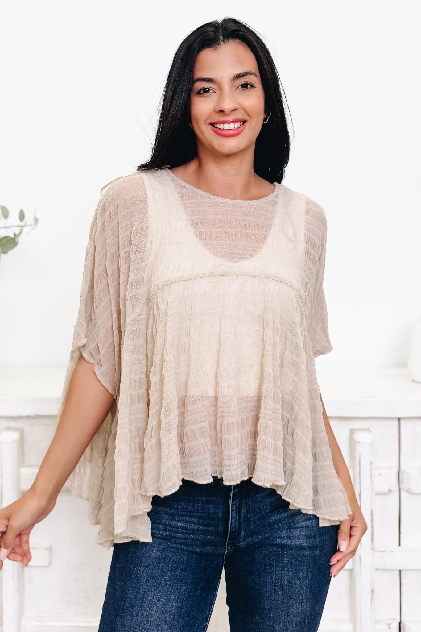 Right There Sheer Top - 2 Colors! - By Alexa Rae