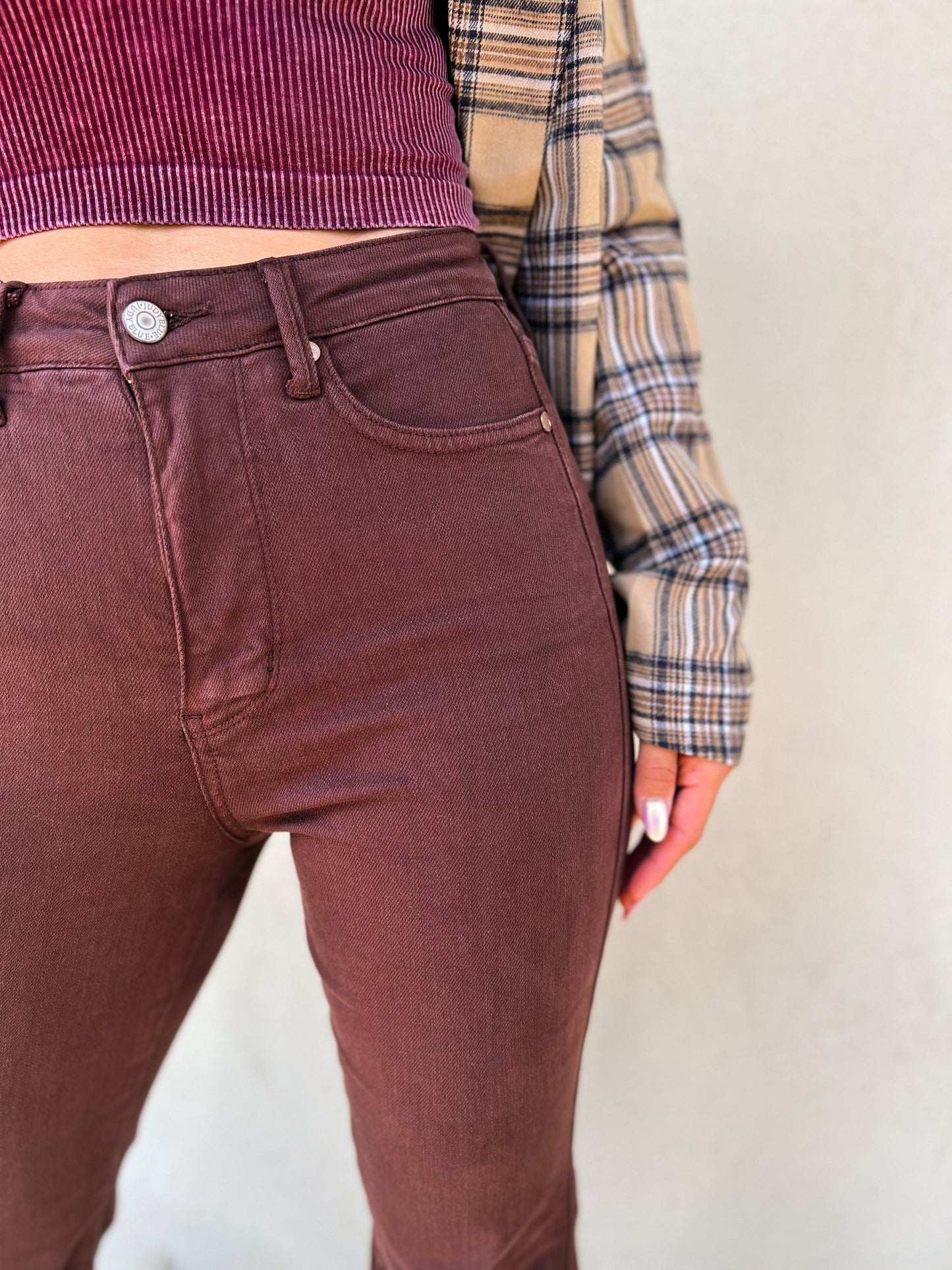 Judy Blue Tummy Control Flare Jeans - Espresso