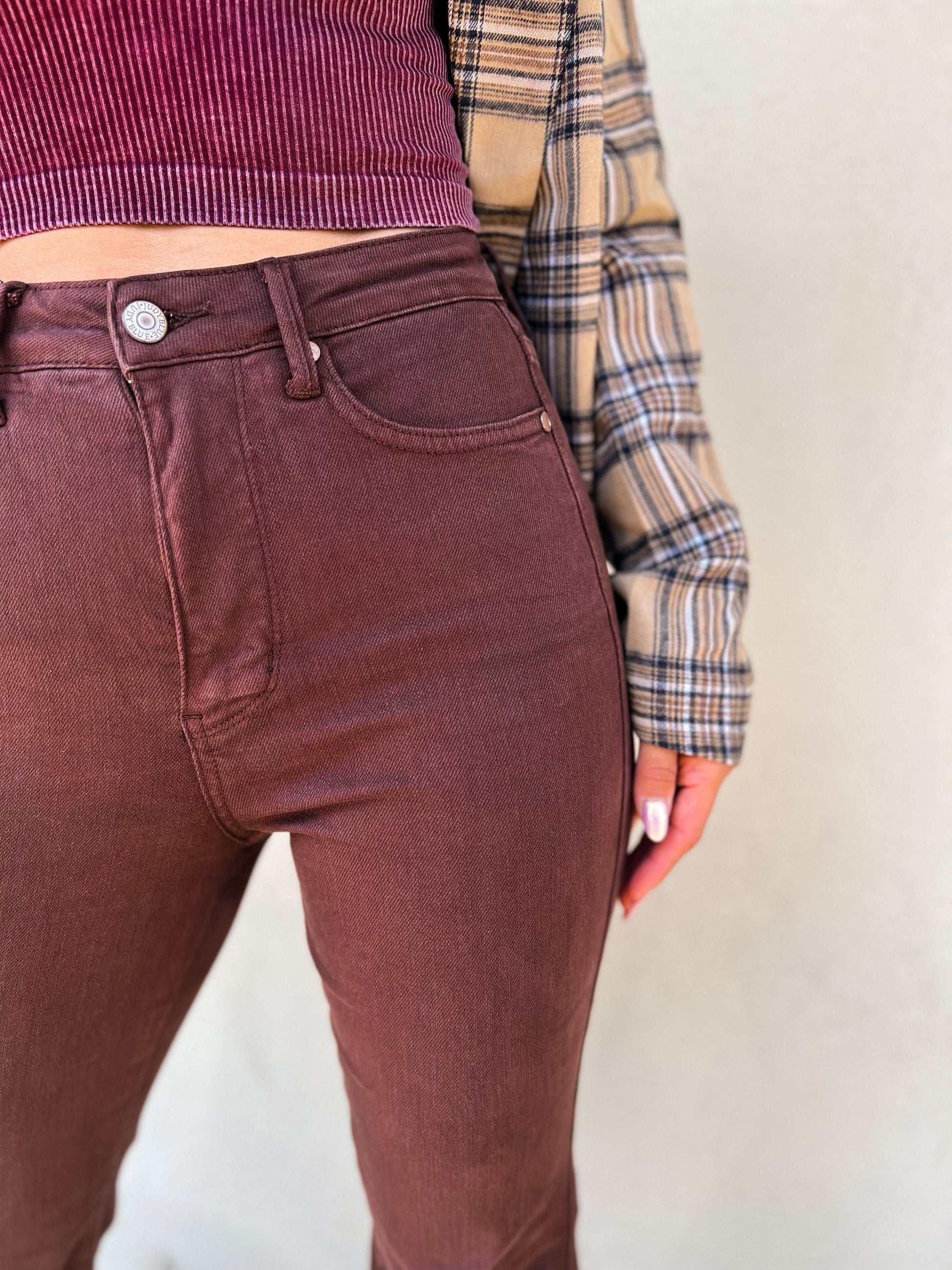 Judy Blue Tummy Control Flare Jeans - Espresso