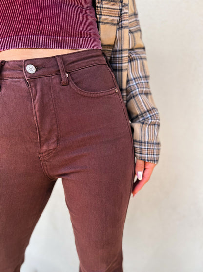 Judy Blue Tummy Control Flare Jeans - Espresso