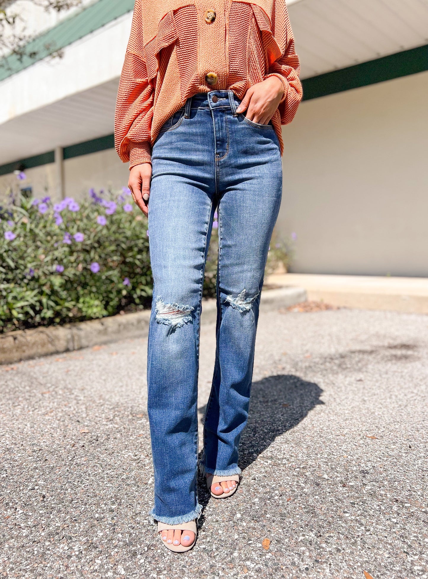 Judy Blue Nashville Hot Frayed Hem Straight Jeans
