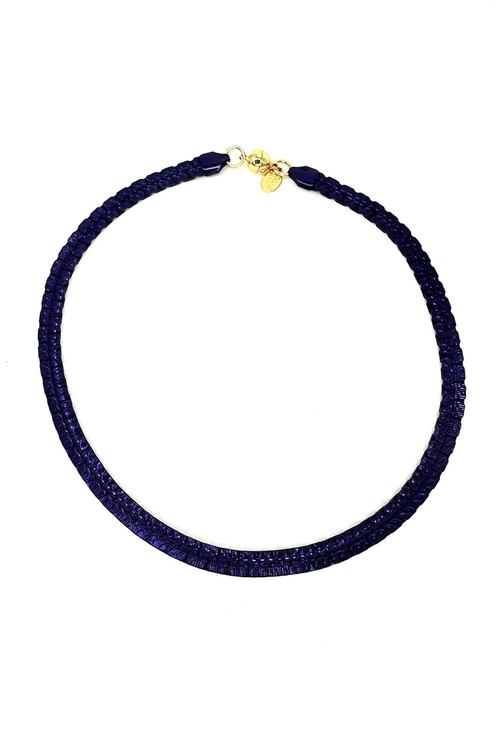 Manhattan Necklace Large - Liquid Metallic Dark Royal Crown