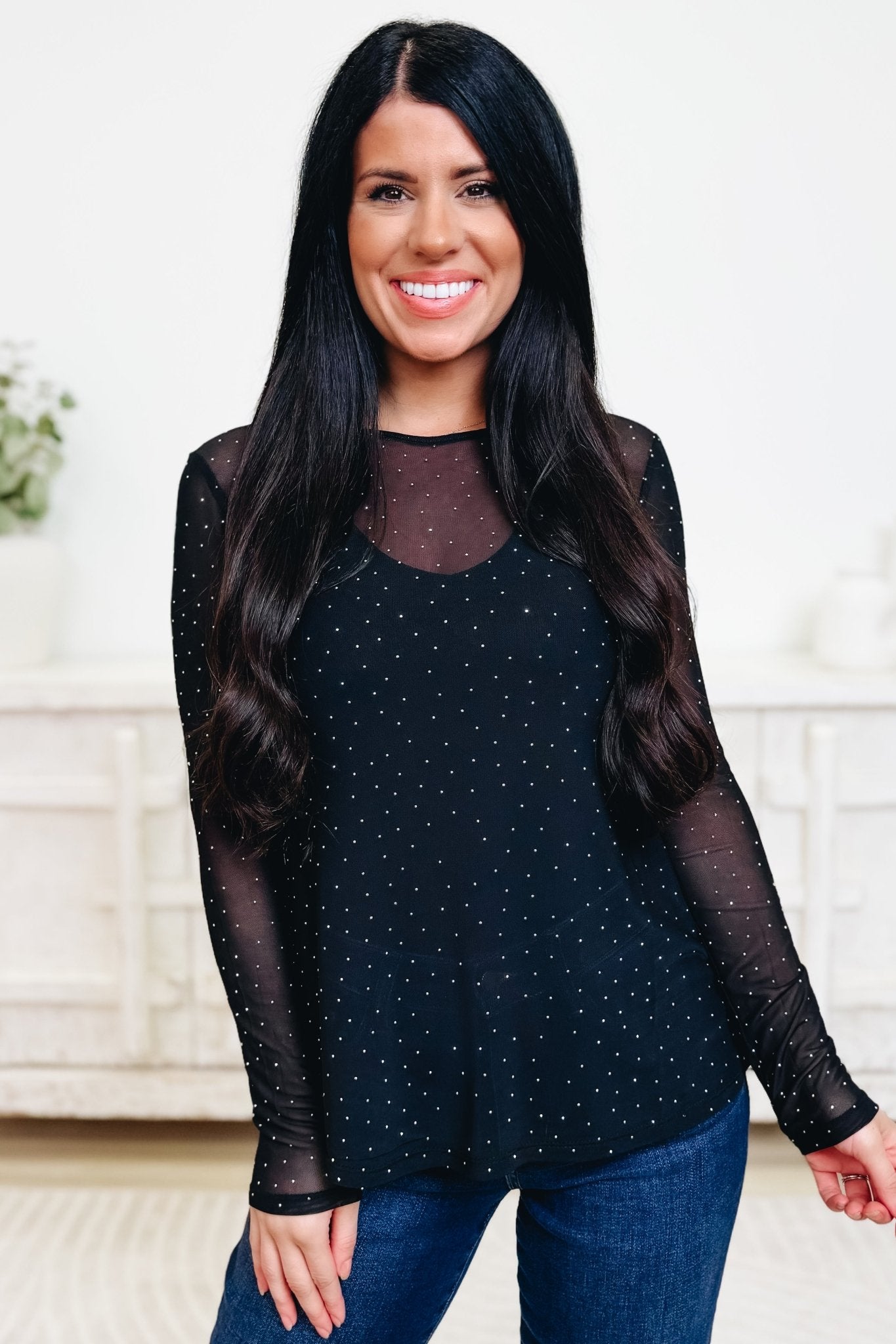 Sheer Sparkly Top - 2 Colors! - By Alexa Rae