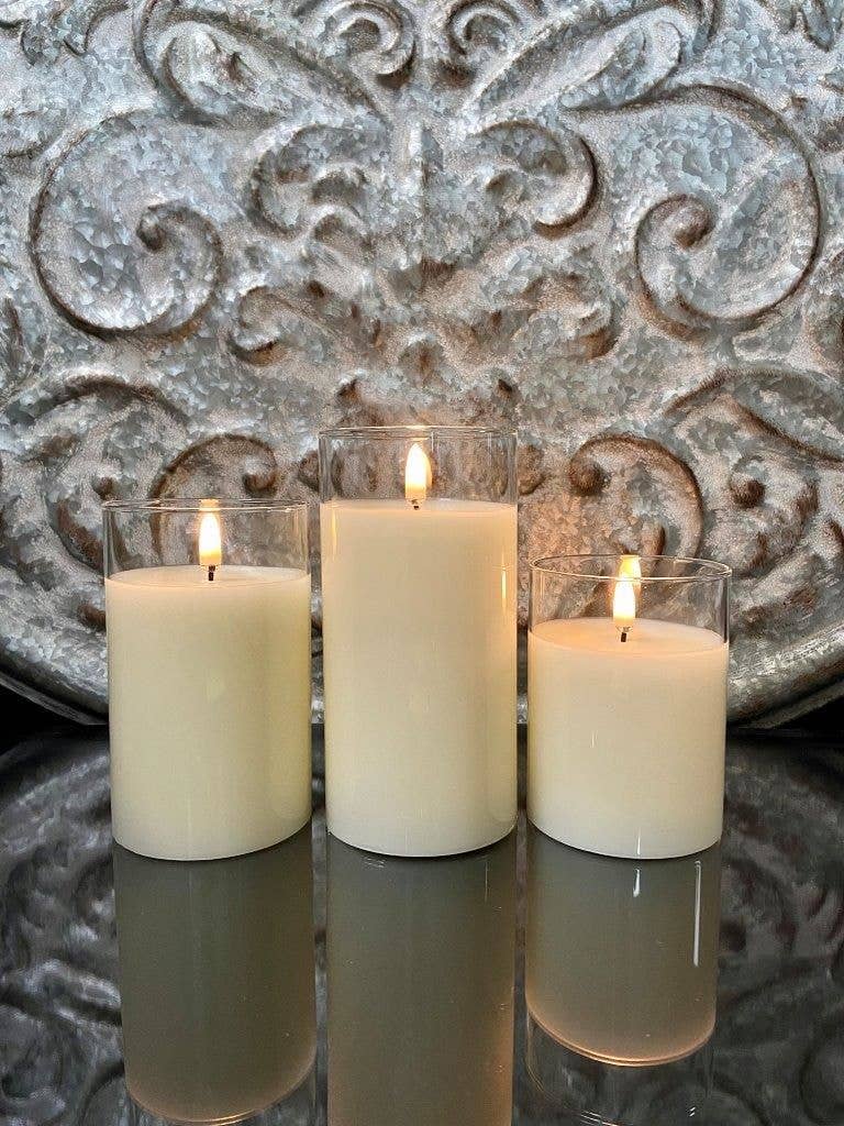 Simply Ivory Radiance Poured Classic Trio Candles - 3x4", 3x5", and 3x6" - By Alexa Rae