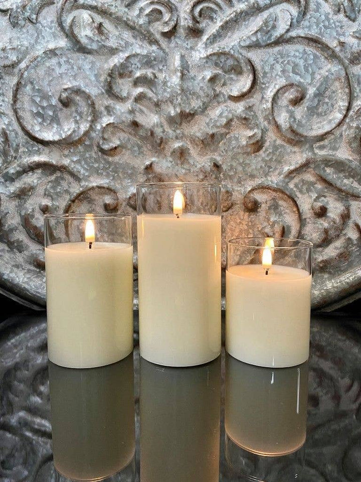 Simply Ivory Radiance Poured Classic Trio Candles - 3x4", 3x5", and 3x6" - By Alexa Rae
