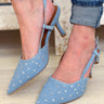 Skye Crystal Denim Slingback Heels - Denim - By Alexa Rae
