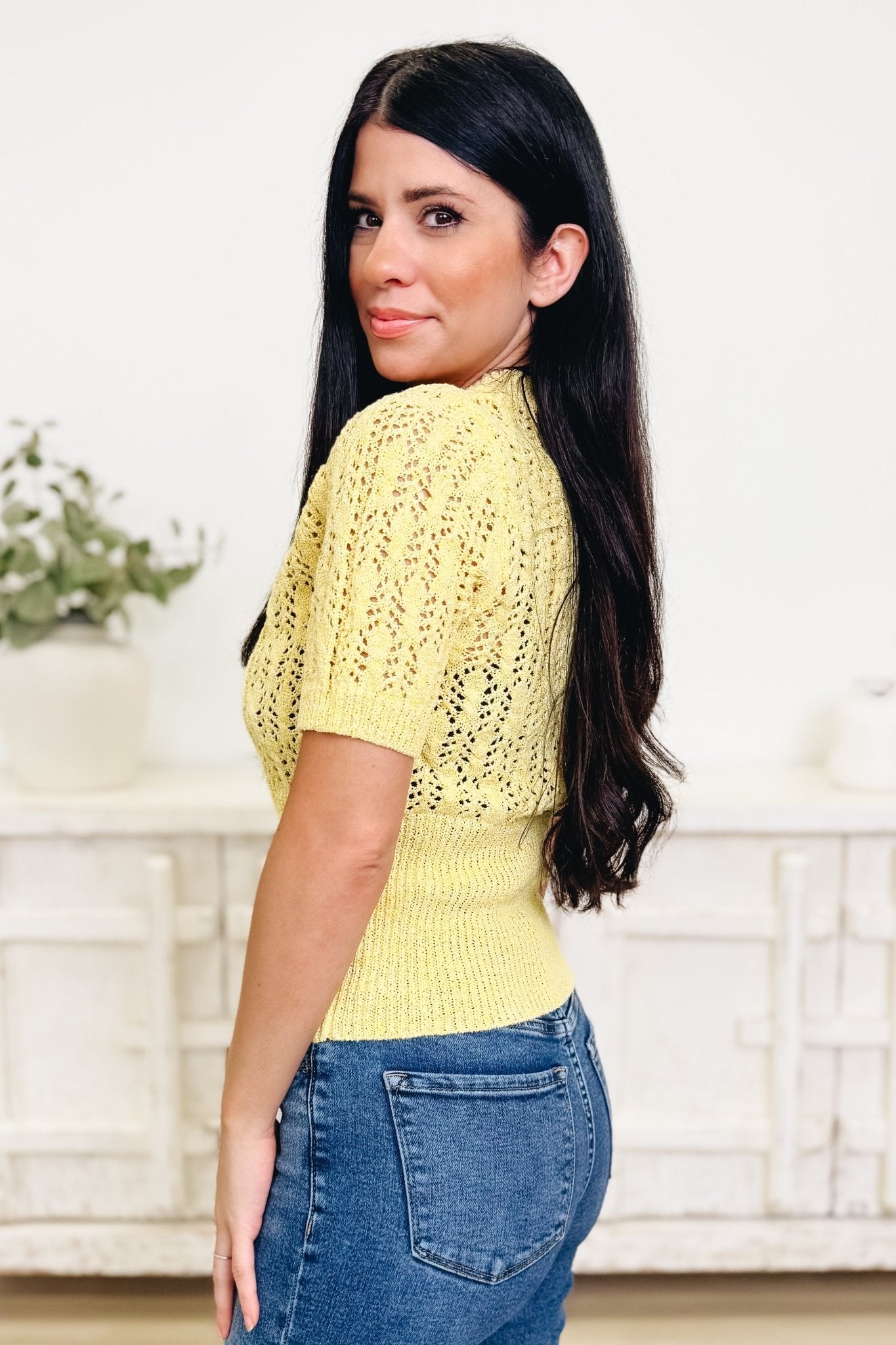 Sunshine Vibes Open Knit Top - By Alexa Rae