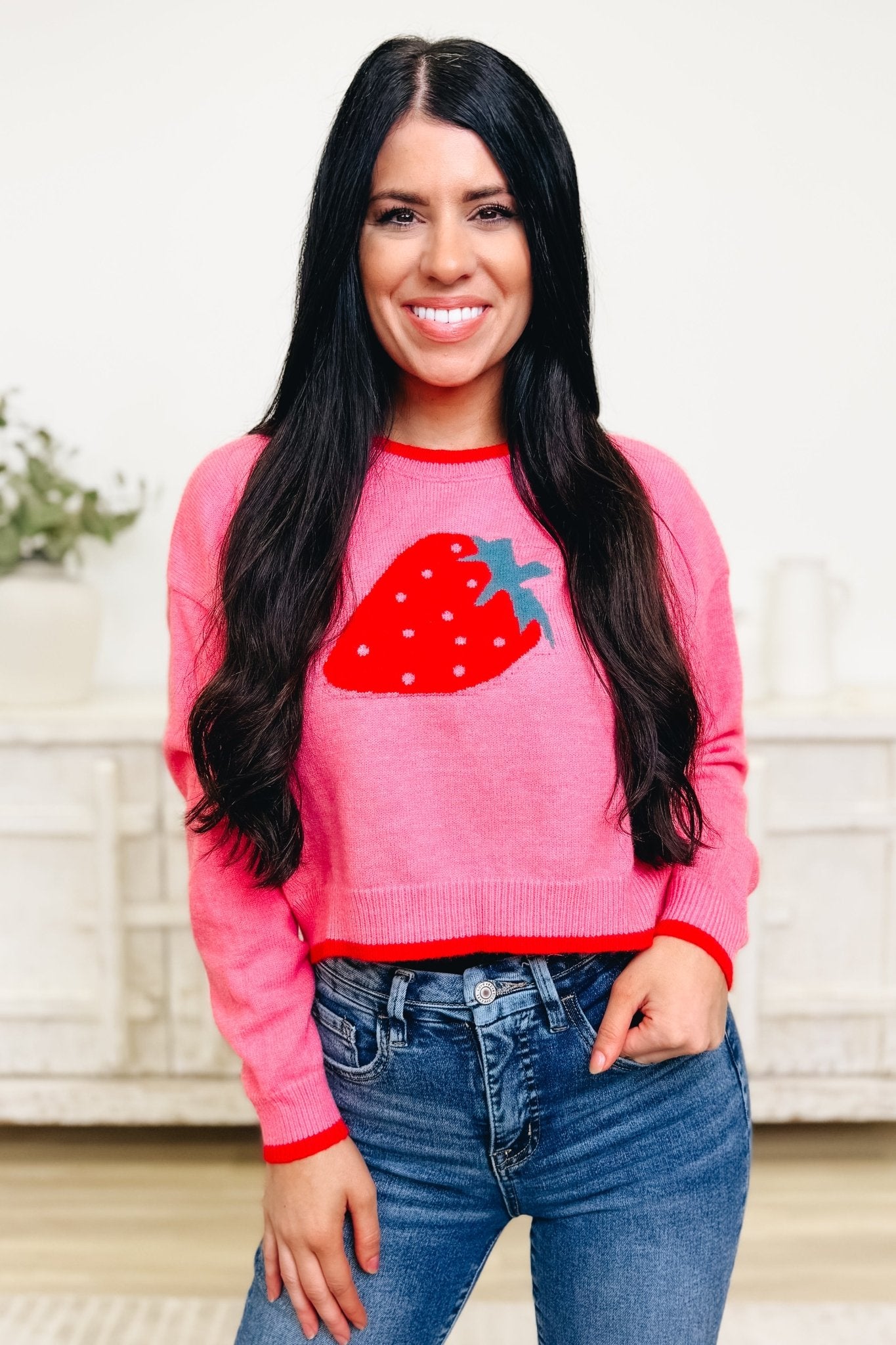 Sweet On The Vine Strawberry Sweater - By Alexa Rae