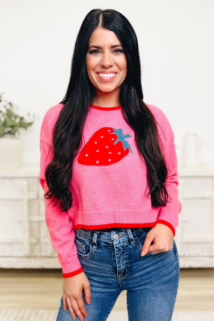 Sweet On The Vine Strawberry Sweater - By Alexa Rae