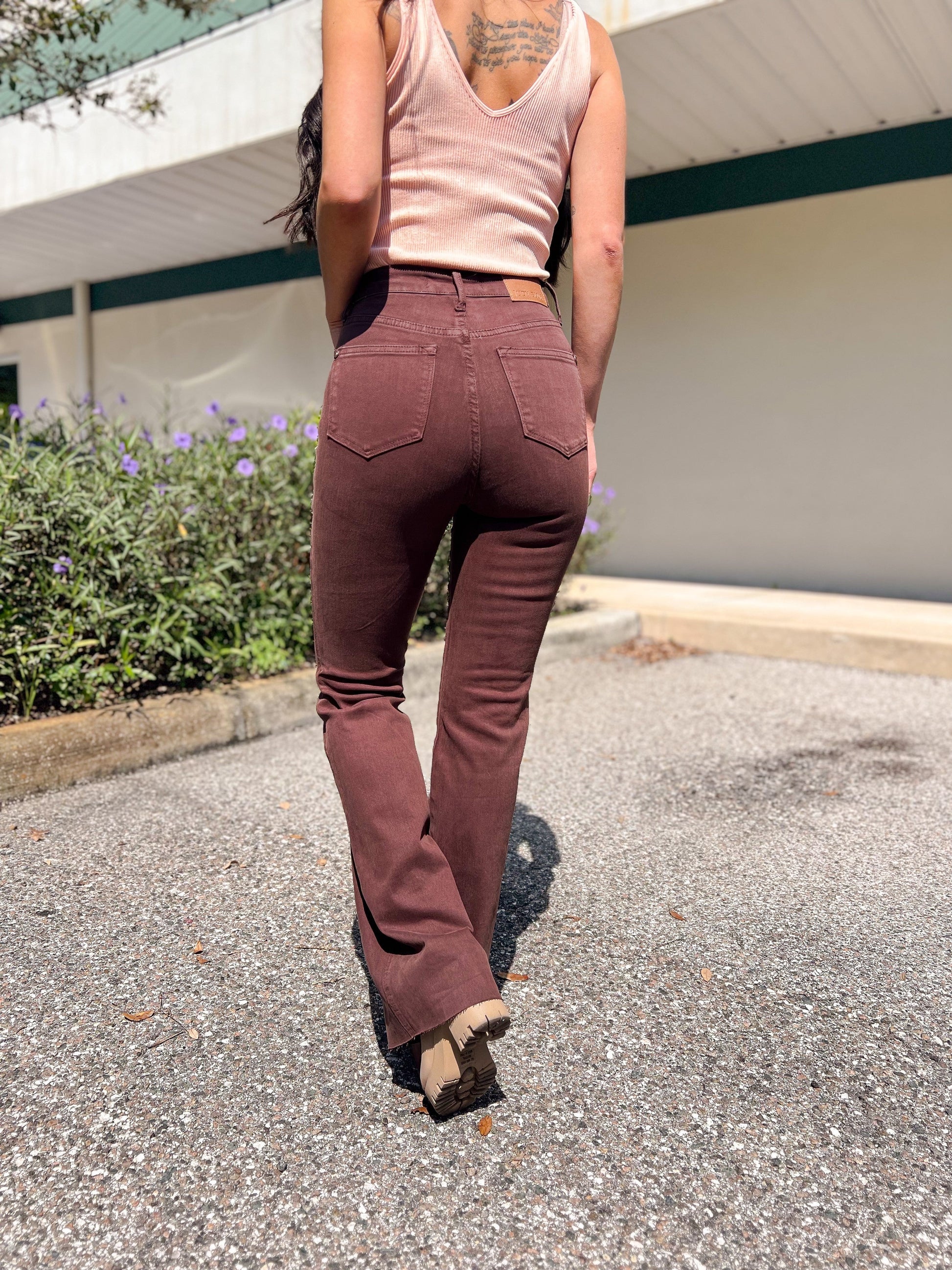Judy Blue Tummy Control Flare Jeans - Espresso