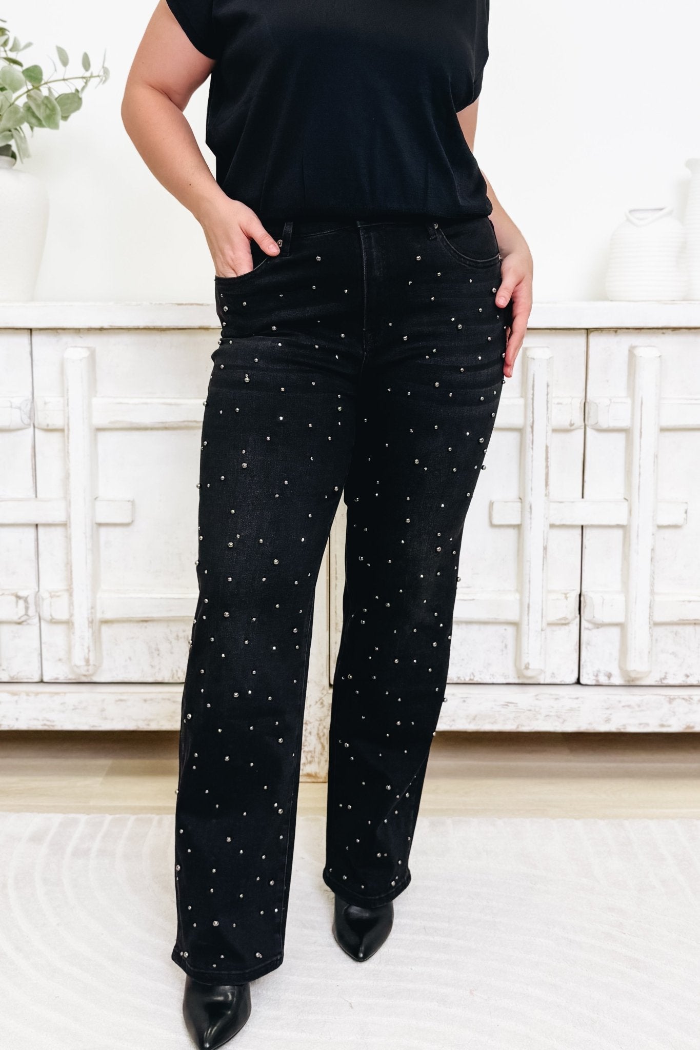 The Fancy Finish By Mica - Straight Jeans - Black Pearl - By Alexa Rae