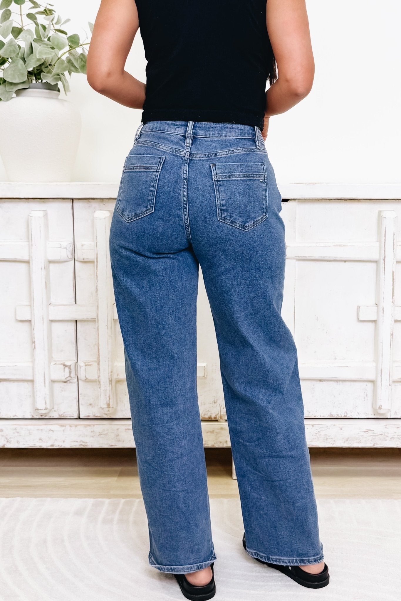 The Gene By Mica - Wide Leg Tummy Control Jeans - Everyday Blue - By Alexa Rae