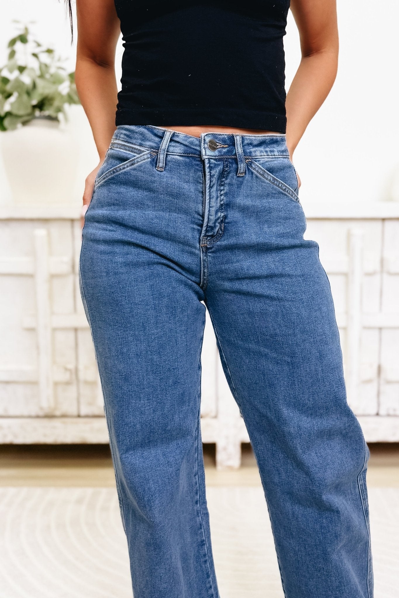 The Gene By Mica - Wide Leg Tummy Control Jeans - Everyday Blue - By Alexa Rae