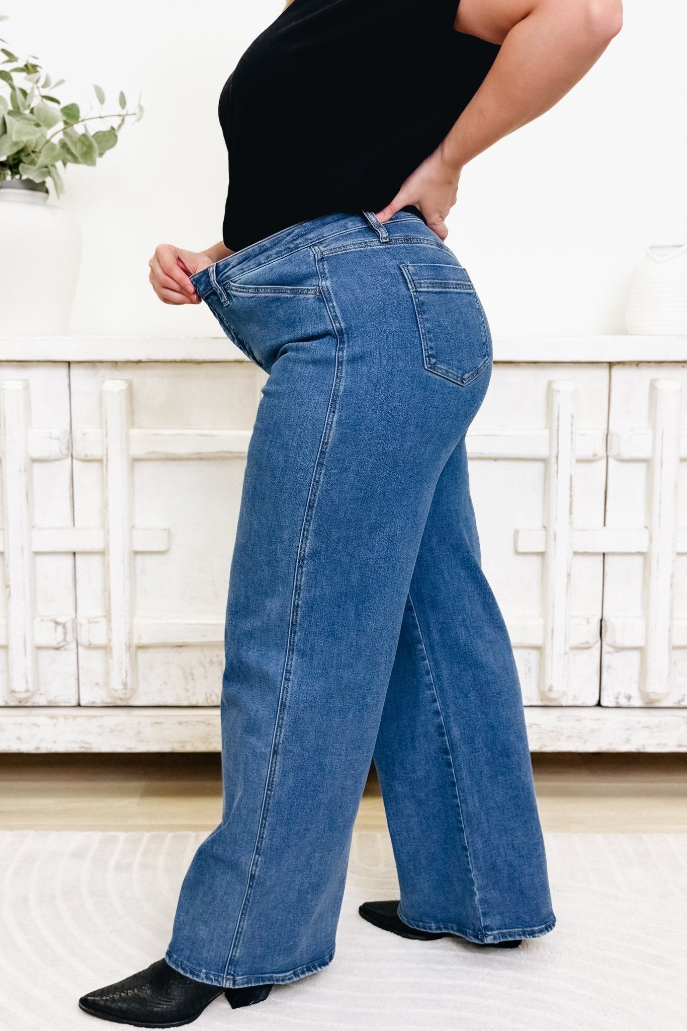 The Gene By Mica - Wide Leg Tummy Control Jeans - Everyday Blue - By Alexa Rae