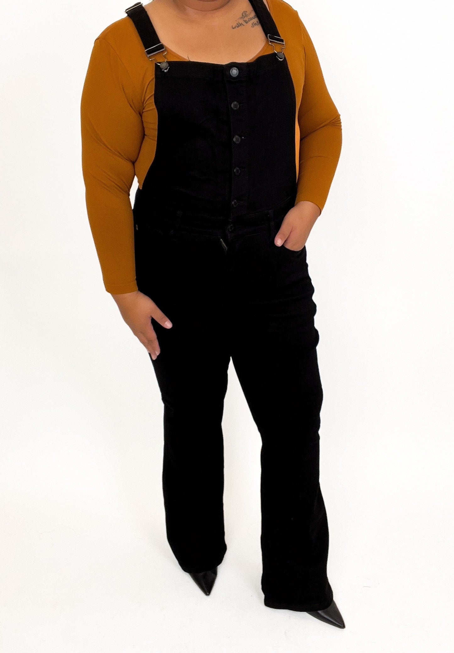 Judy Blue Talk To The Hand High Rise Tummy Control Overalls - Black